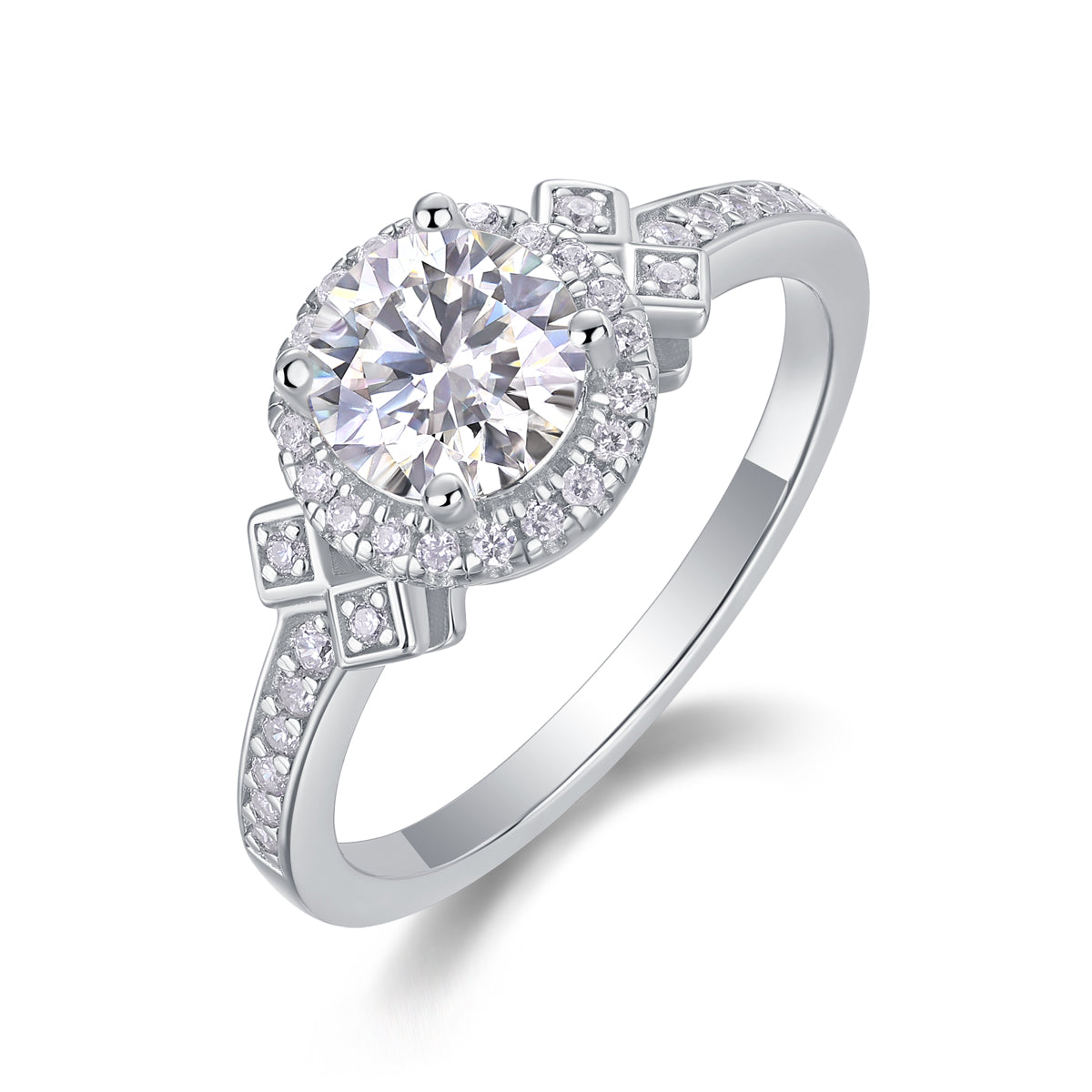 Large 1 Carat Moissanite Ring in S925 Silver Luxury Fashion