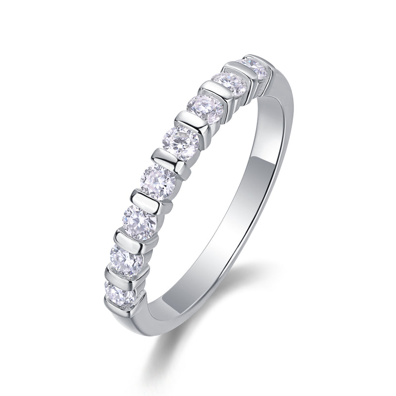 S925 Silver Moissanite Row Band Ring Elegant Modern Fine Jewelry - 5