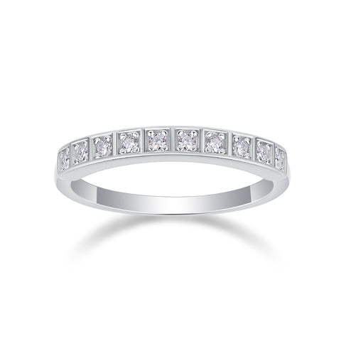 S925 Silver Moissanite Ring Modern Elegant Slim Band