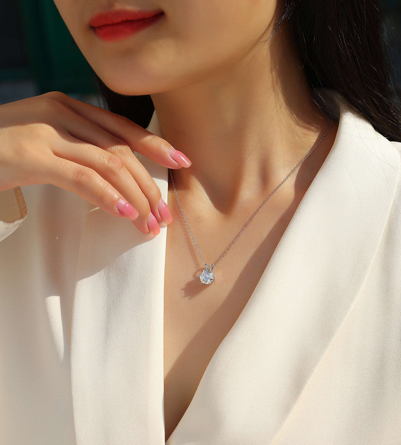 2-Carat Moissanite Pendant Necklace in S925 Sterling Silver Classic Solitaire Design - 4