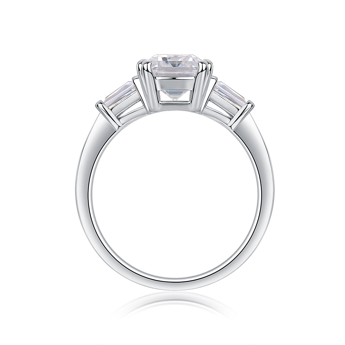 S925 Sterling Silver Moissanite Ring Octagonal Cut Elegant Design