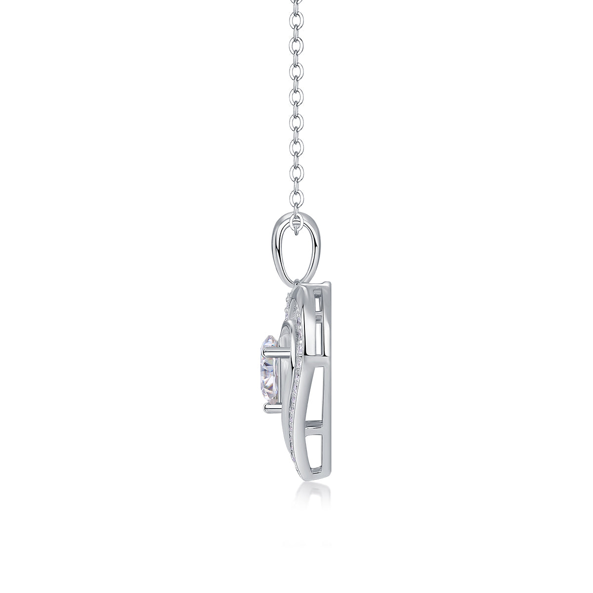 1Carat Moissanite Heart Pendant Necklace in S925 Silver