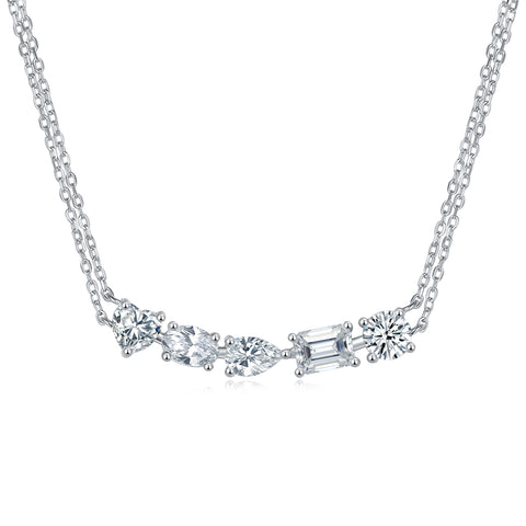 1Galaxy Moissanite Pendant Set in S925 Sterling Silver with Platinum Plating