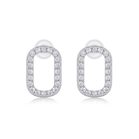 S925 Sterling Silver Moissanite Stud Earrings Modern Elegant Rectangular Design