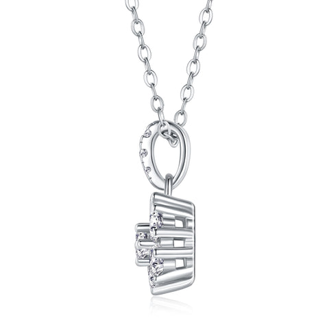 Snowflake Dance Moissanite Pendant Necklace S925 Sterling Silver Elegant Jewelry