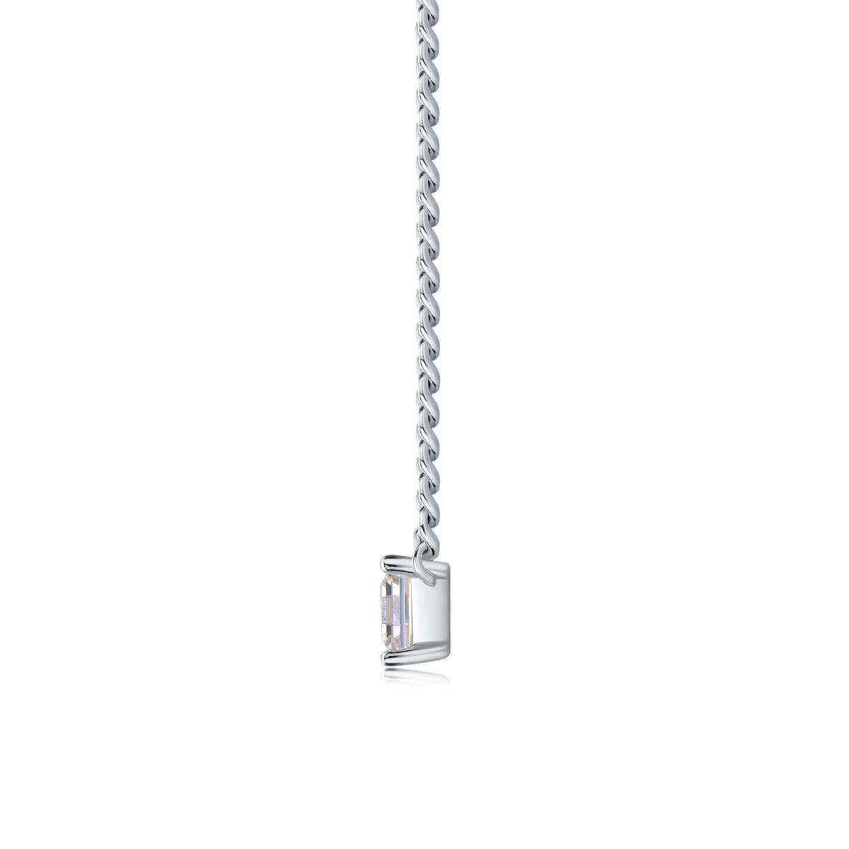 S925 Sterling Silver Square Moissanite Pendant Necklace Fashion Jewelry