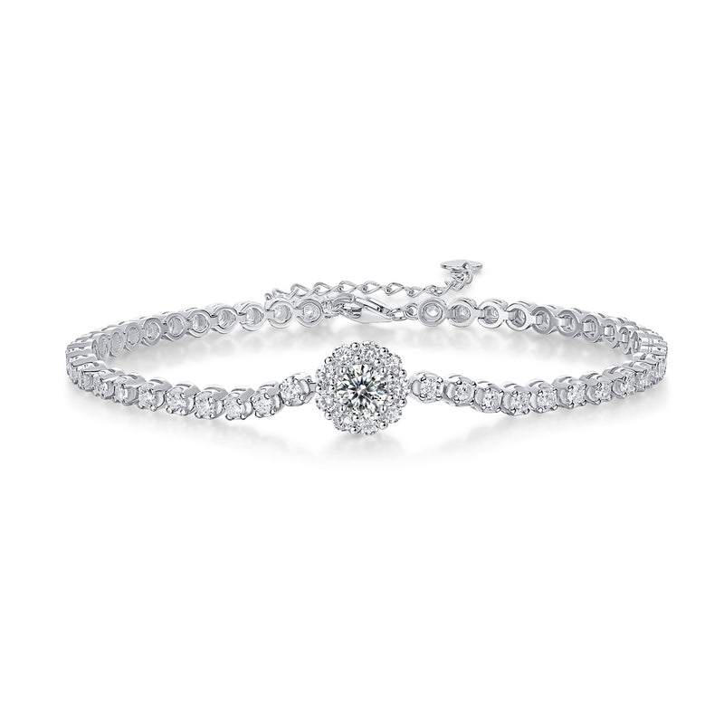 S925 Silver Moissanite Tennis Bracelet Luxury Fashion Jewelry - 1