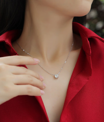 Affordable S925 Sterling Silver Necklace Pendant Set with 1-Carat and 2-Carat Moissanite Diamonds