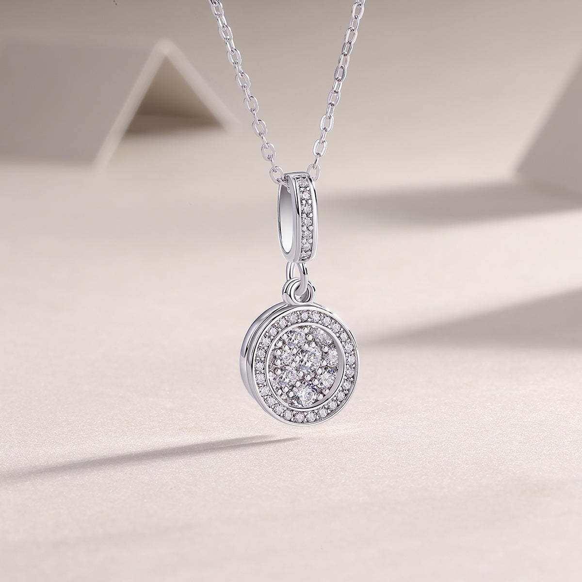 S925 Sterling Silver Moissanite Pendant Necklace with Platinum-Plated Finish