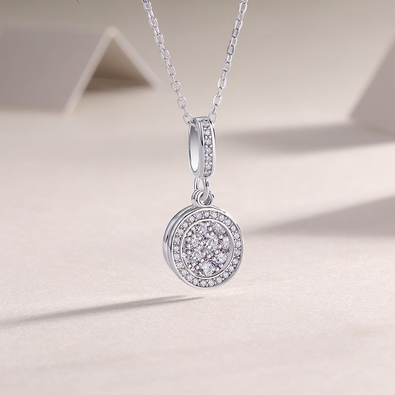 S925 Sterling Silver Moissanite Pendant Necklace with Platinum-Plated Finish - 3