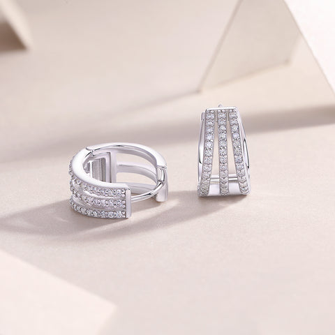 Luxury S925 Silver Moissanite Stud Earrings Modern Rectangular Design