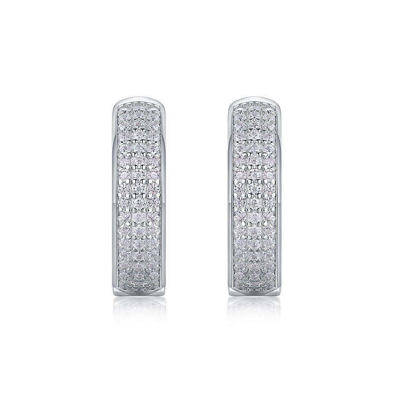 S925 Sterling Silver Moissanite Stud Earrings with Platinum-Plated Accents - 6