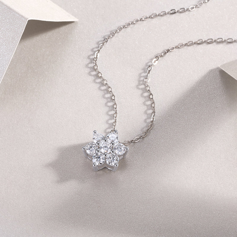 Snowflakes Fluttering Moissanite Pendant Necklace in S925 Sterling Silver - 3