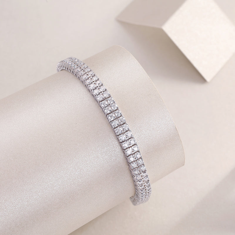 Morganite and Platinum-Plated S925 Silver Hand Chain Bracelet - 3