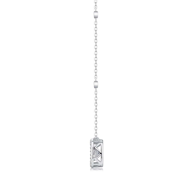1Sweet Moissanite Pendant Necklace Set in S925 Sterling Silver with Platinum Plating - 1