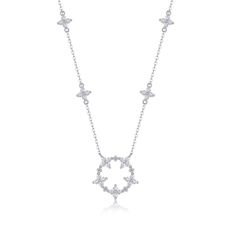 Iris Flower Moissanite Pendant Necklace in S925 Silver Elegant Floral Fine Jewelry - 2