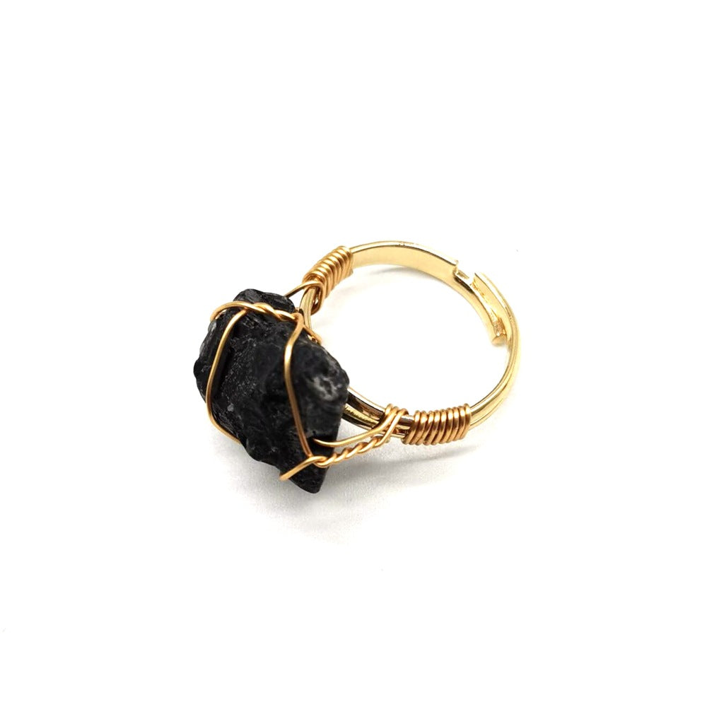 Hand Wrapped Rough Stone Agate Adjustable Ring
