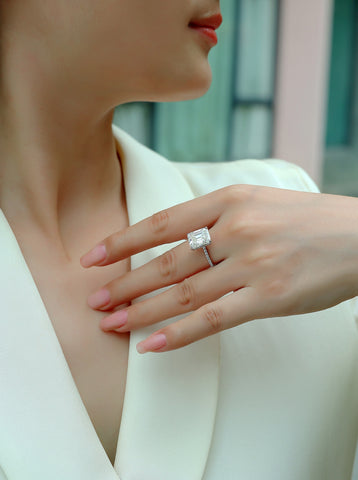 Iridescence City Sterling Silver Moissanite Ring with Octagonal Stone