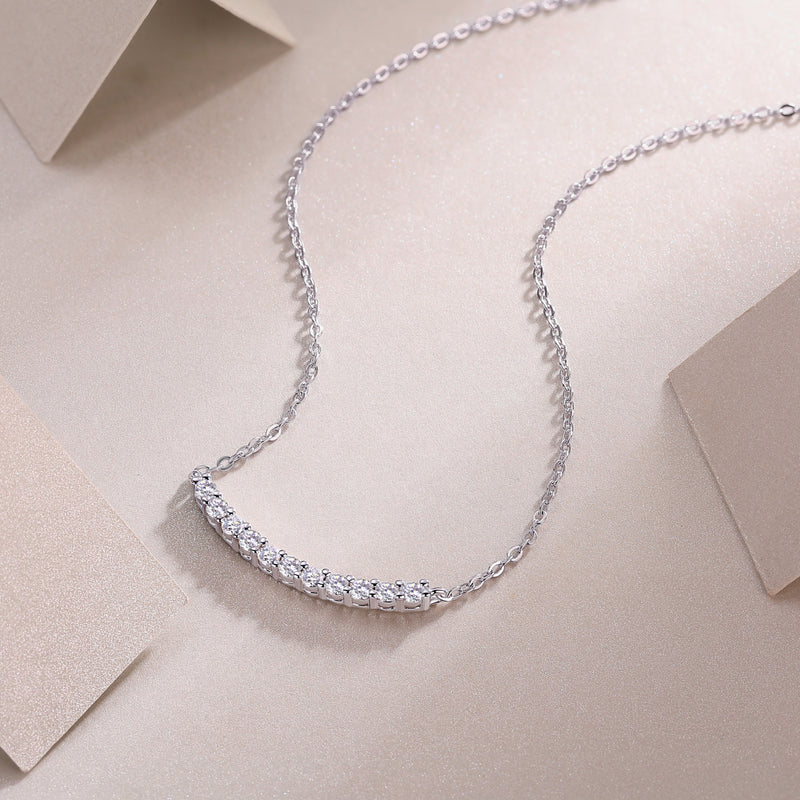 S925 Sterling Silver Moissanite Pendant Necklace Set Elegant Minimalist Design - 3