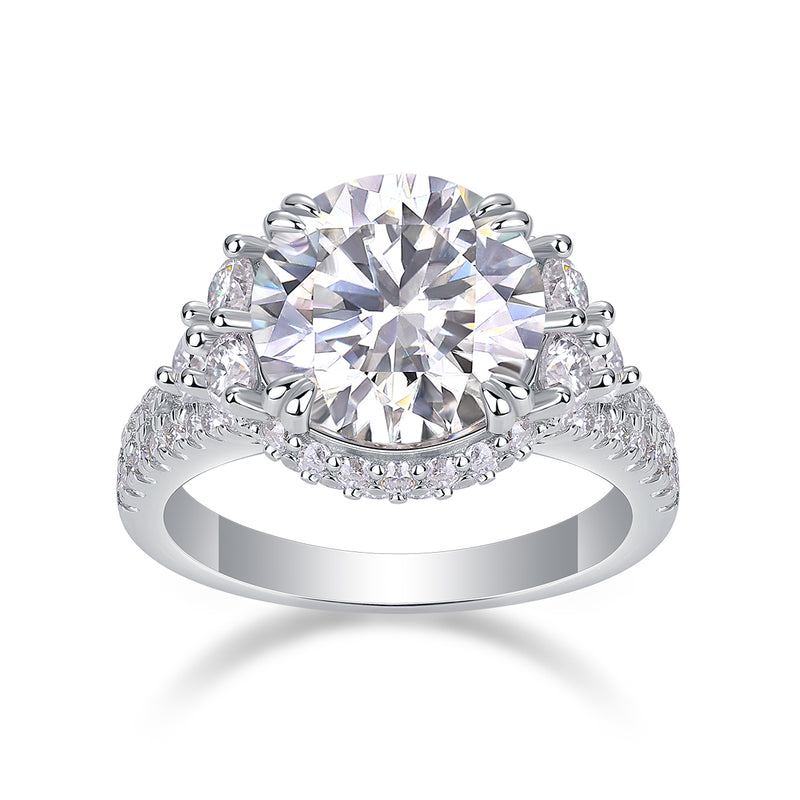 S925 Sterling Silver 5-Carat Moissanite Ring Elegant Modern Luxury - 5