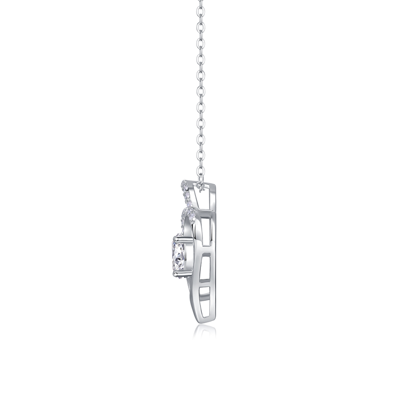 1-Carat Moissanite Heart Pendant Necklace in Sterling Silver - 1