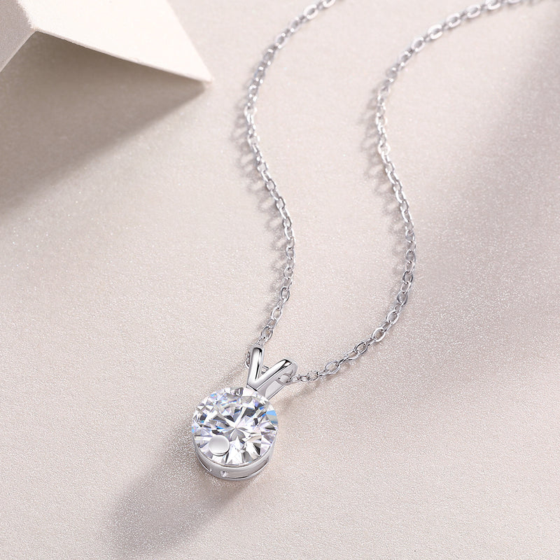 S925 Silver Moissanite V-Chain Pendant Necklace 2 Carat Sparkle - 4
