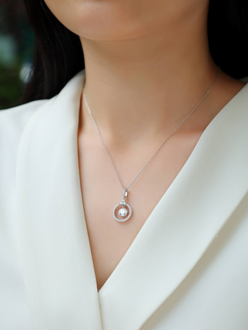 1Love 1-Carat Moissanite Pendant Necklace in S925 Sterling Silver with Platinum Plating
