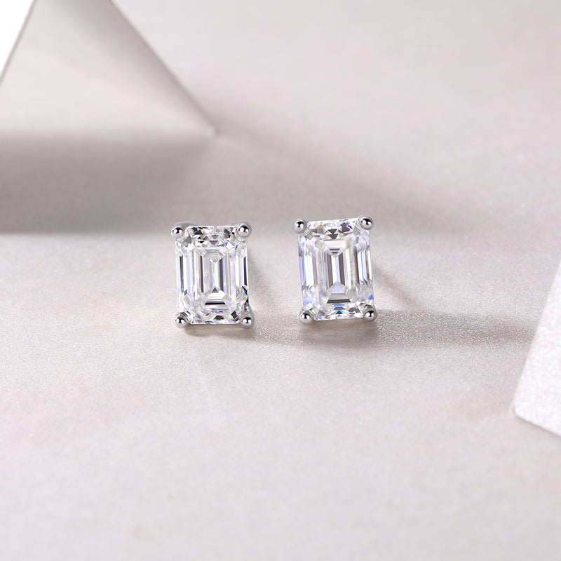 Octagonal Moissanite Stud Earrings in S925 Silver - Modern & Elegant - 3