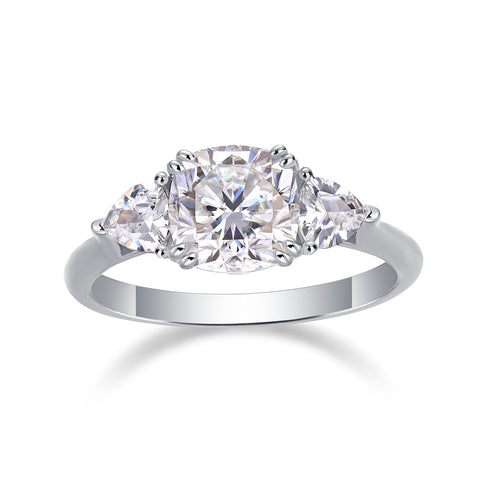 Large Pillow-Cut Moissanite Silver Wedding Ring S925