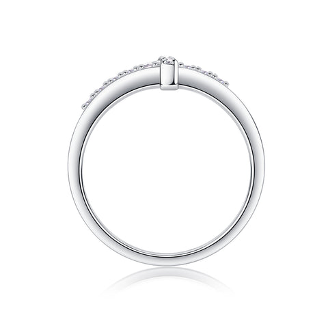 1Holy Light Cross S925 Sterling Silver Ring with Moissanite Accent Modern & Elegant