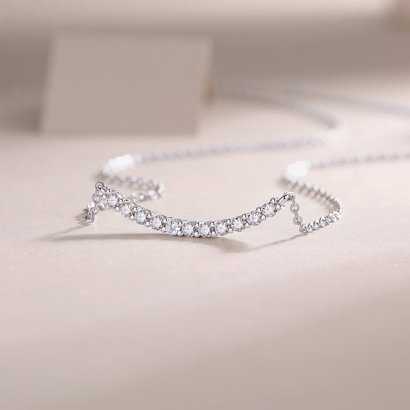 S925 Sterling Silver Moissanite Pendant Necklace Set Elegant Minimalist Design - 5