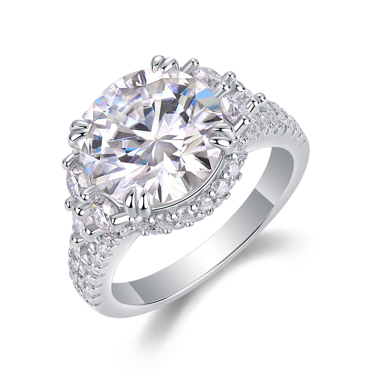 S925 Sterling Silver 5-Carat Moissanite Ring Elegant Luxury Jewelry