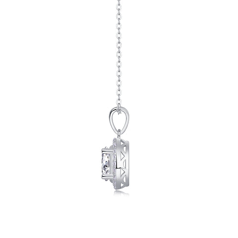 1Infinite Moissanite Pendant Necklace in S925 Sterling Silver with Platinum Plating - Modern Elegant Oval Design