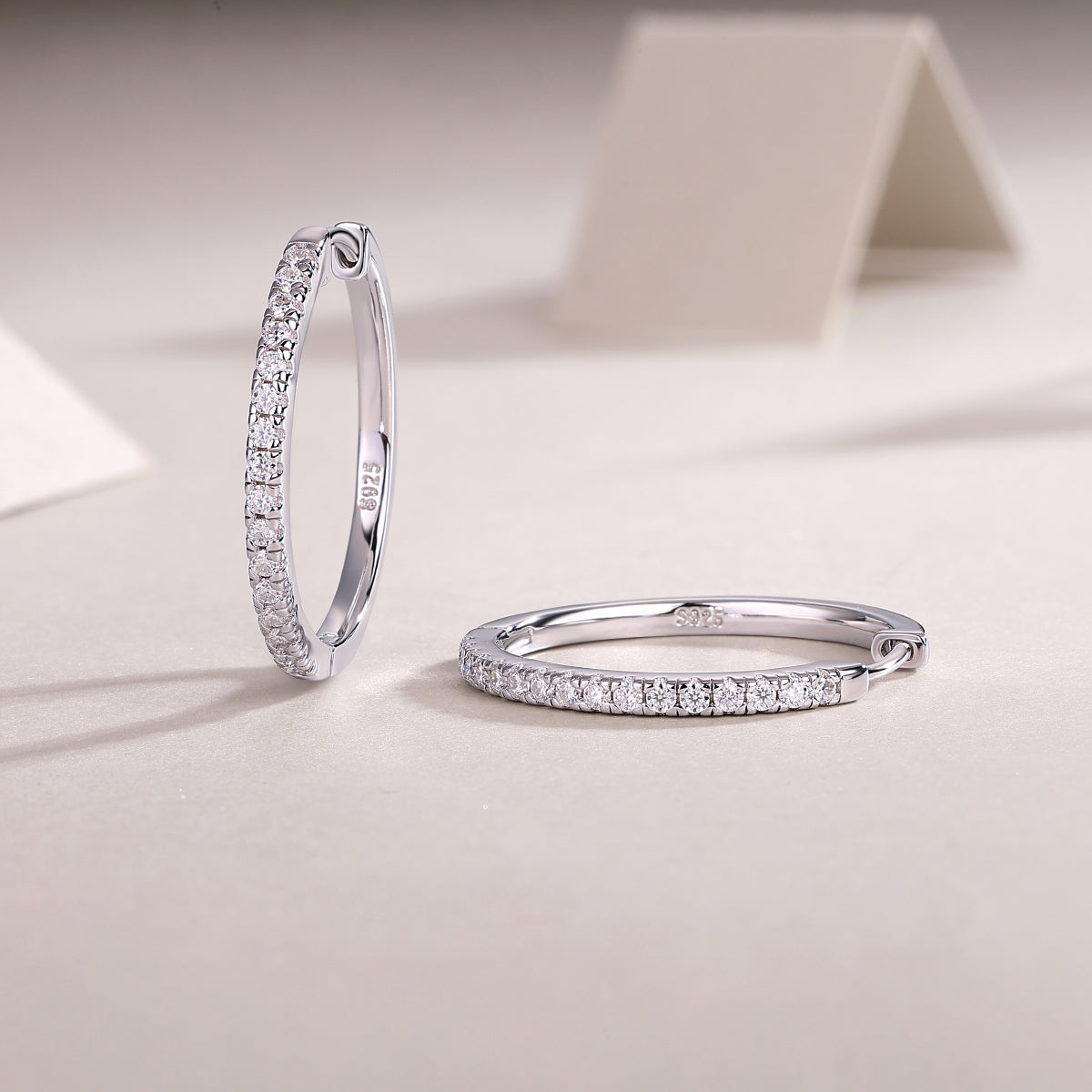 S925 Sterling Silver Moissanite Hoop Earrings with Platinum Plating