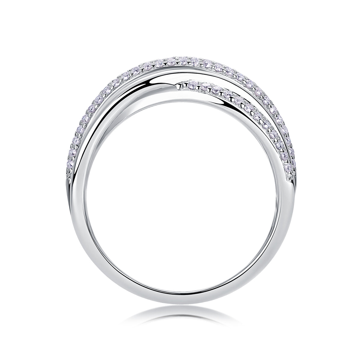 Moissanite Sterling Silver Interweaving Ring - Modern Luxury Fine Jewelry