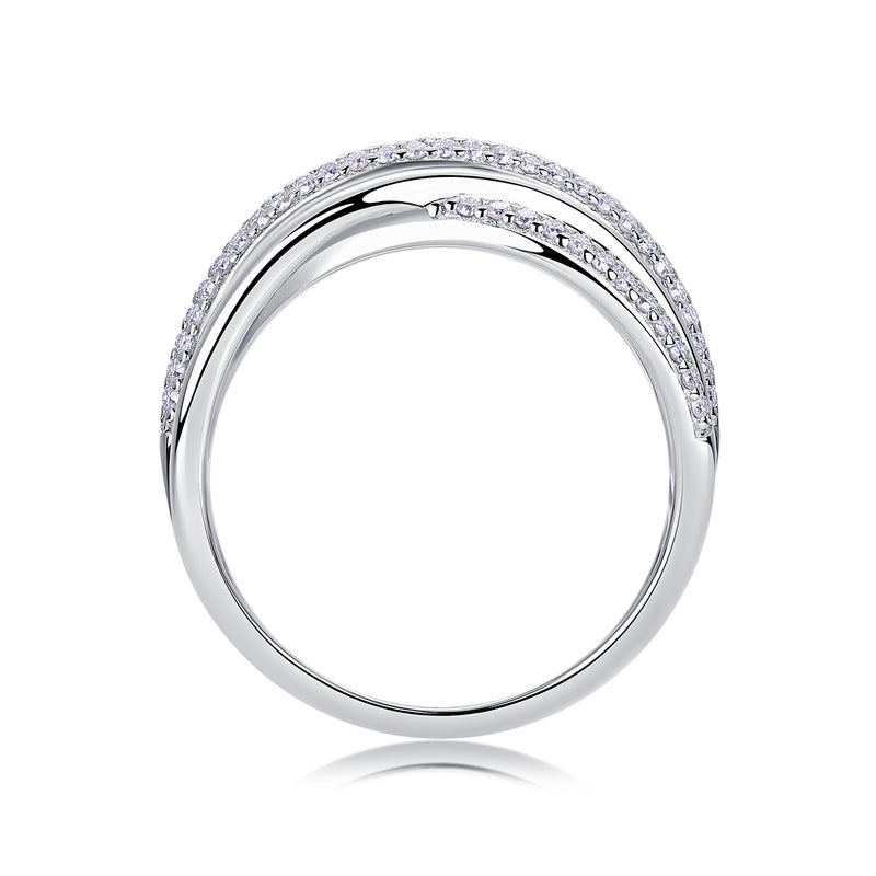 Moissanite Sterling Silver Interweaving Ring - Modern Luxury Fine Jewelry - 5
