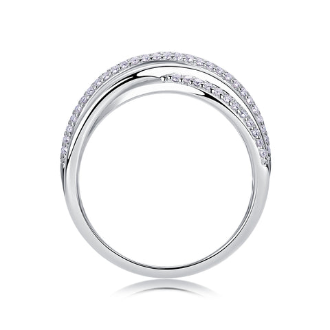 Moissanite Sterling Silver Interweaving Ring - Modern Luxury Fine Jewelry