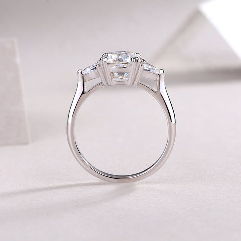 Large Pillow-Cut Moissanite Silver Wedding Ring S925