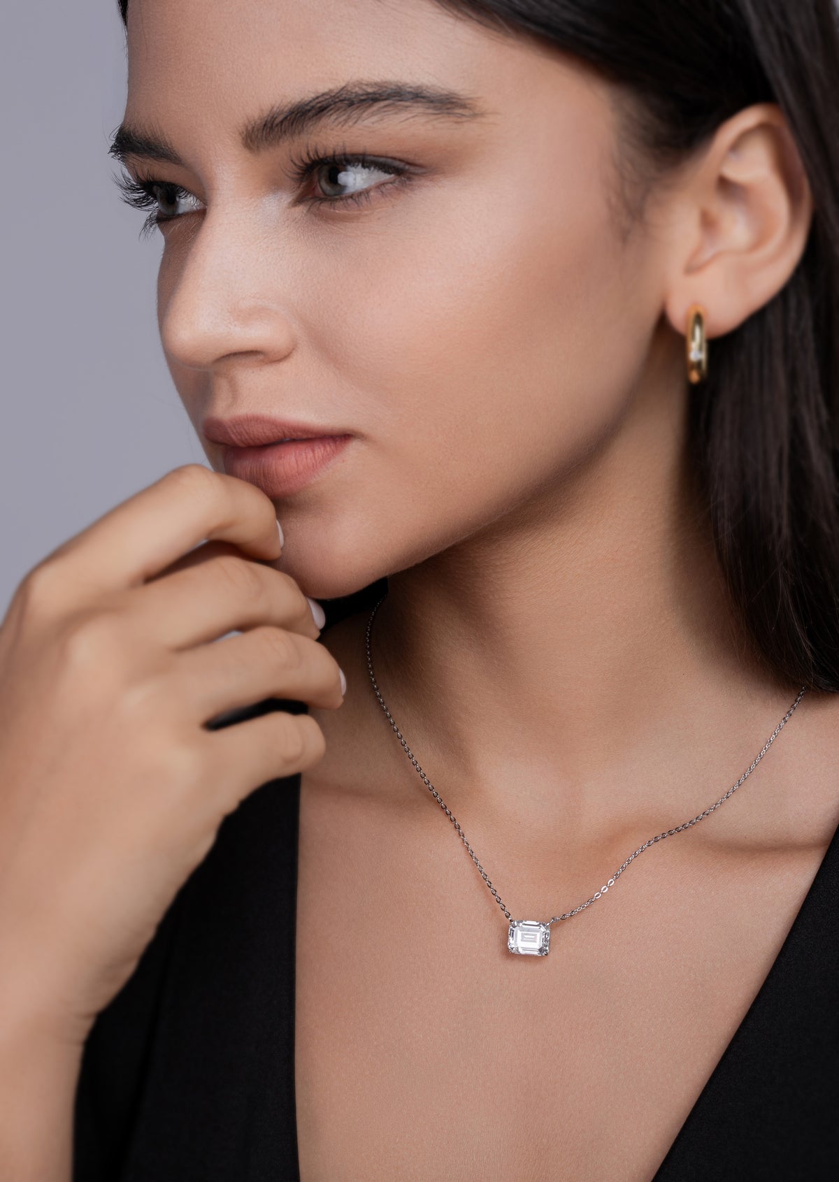 Octagonal Moissanite Pendant Necklace in S925 Sterling Silver with Platinum Plating - Modern Elegant Fine Jewelry