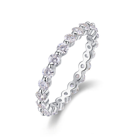 S925 Silver Moissanite Ring with Sparkling Single Row Stones Modern Elegant Fine Jewelry
