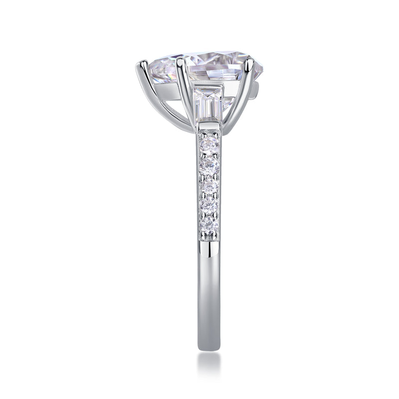 Pear-Shaped Moissanite S925 Silver Ring Modern Elegant Fashion Jewelry - 1