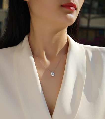 2-Carat Moissanite Pendant Necklace in S925 Sterling Silver Classic Solitaire Design