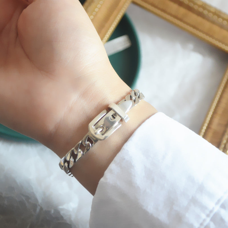Sterling Silver Chain Belt Style Bracelet for Women