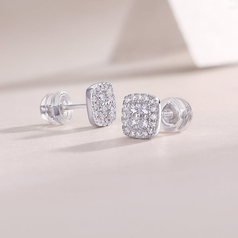 S925 Sterling Silver Moissanite Square Stud Earrings Luxury Design - 6