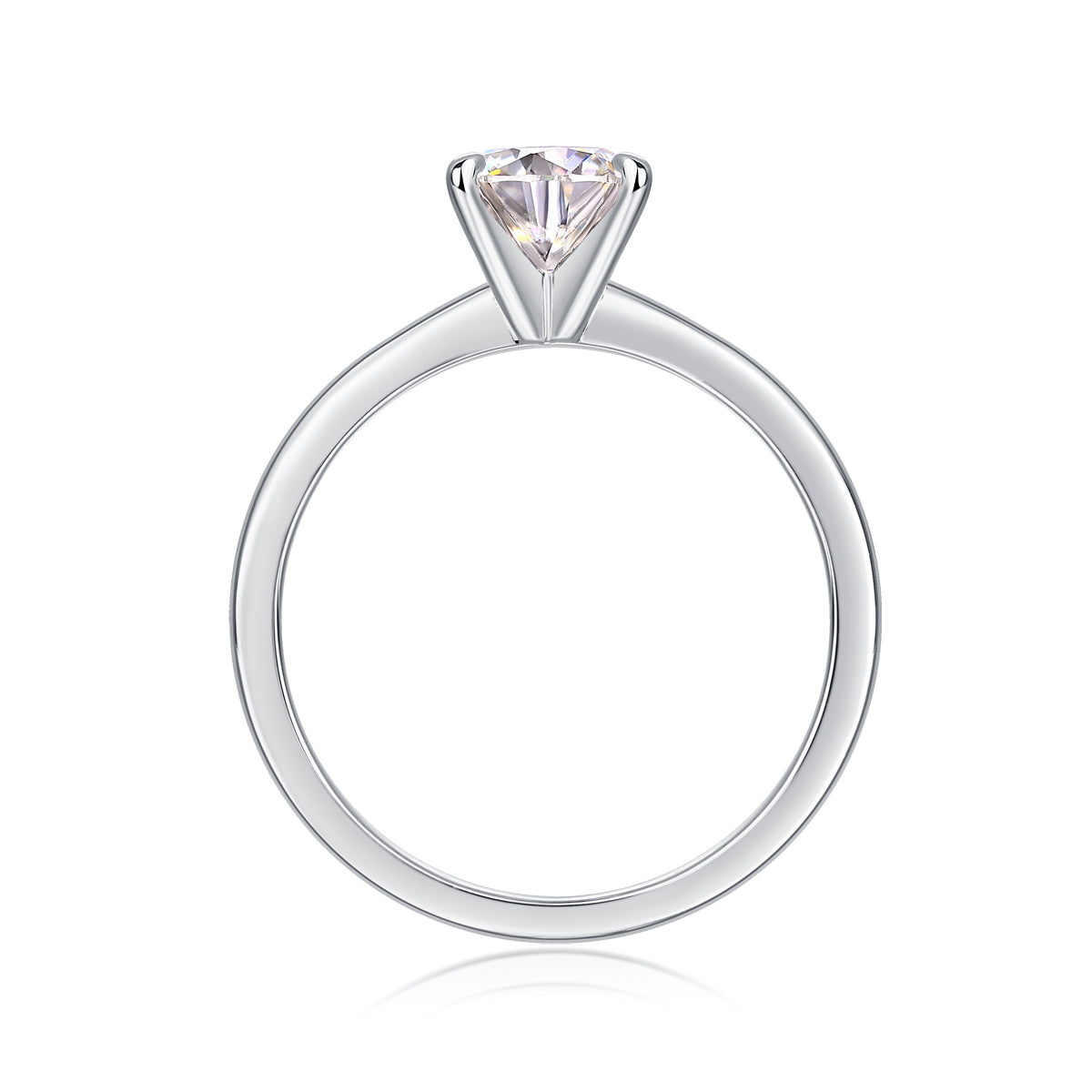 Classic 1 Carat Moissanite 4 Prong Silver Ring Elegant Fine Jewelry