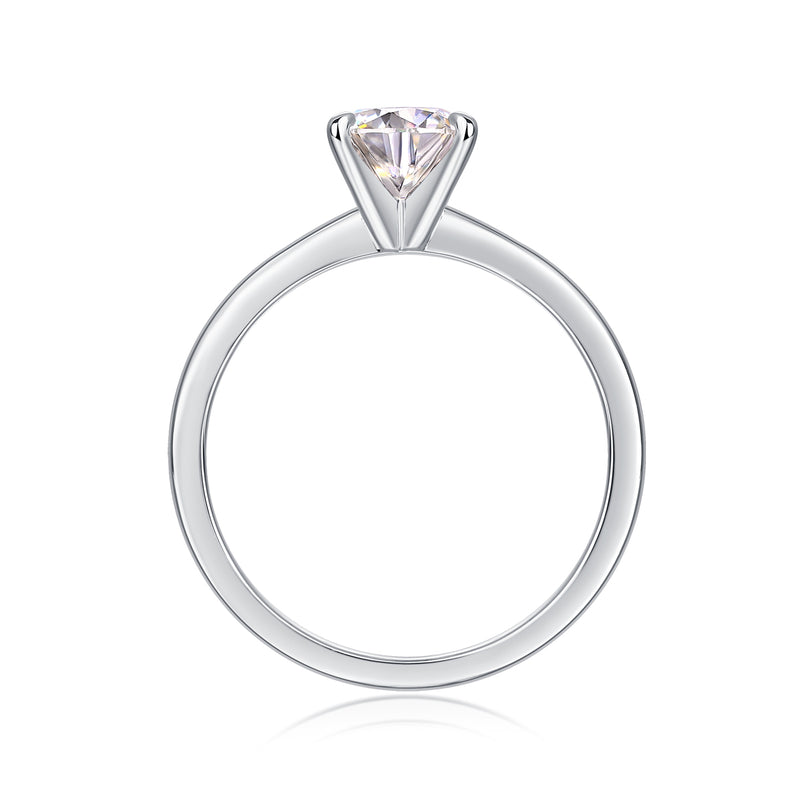 Classic 1 Carat Moissanite Silver Ring Elegant 4 Prong Fine Jewelry - 1