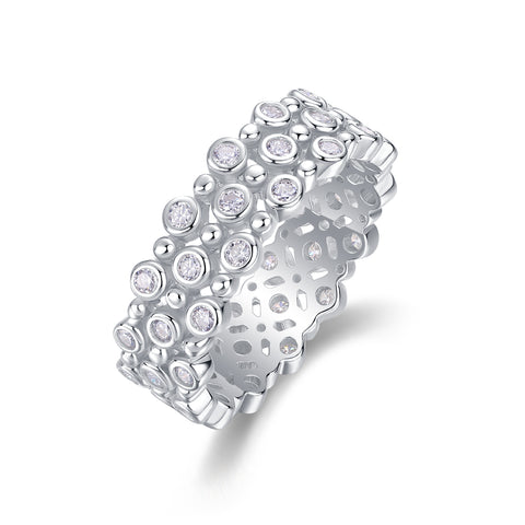 Multi-row Moissanite S925 Silver Ring Luxury Fine Jewelry