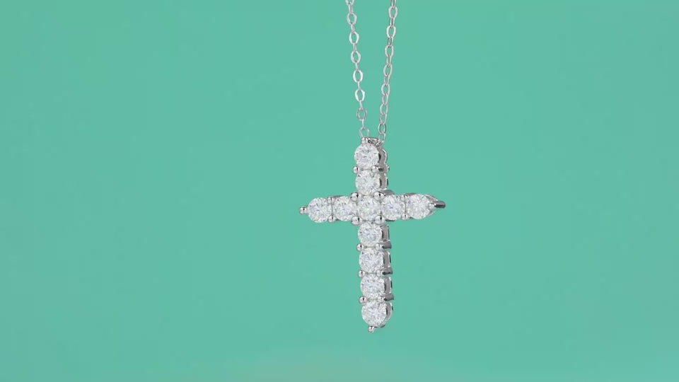 1Faith Luxury Fashion Diamond Pendant Necklace Set With Mosan Diamond Silver Ornaments Prohibit Tk Sales