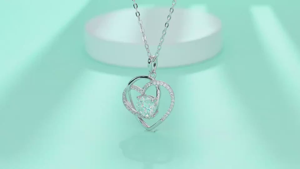 1Heart To Heart - A Fashionable And Luxurious Diamond Jewelry Pendant Set With 1-carat Moissan Diamond S925 Sterling Silver And Platinum Plating Prohibit TikTok sales