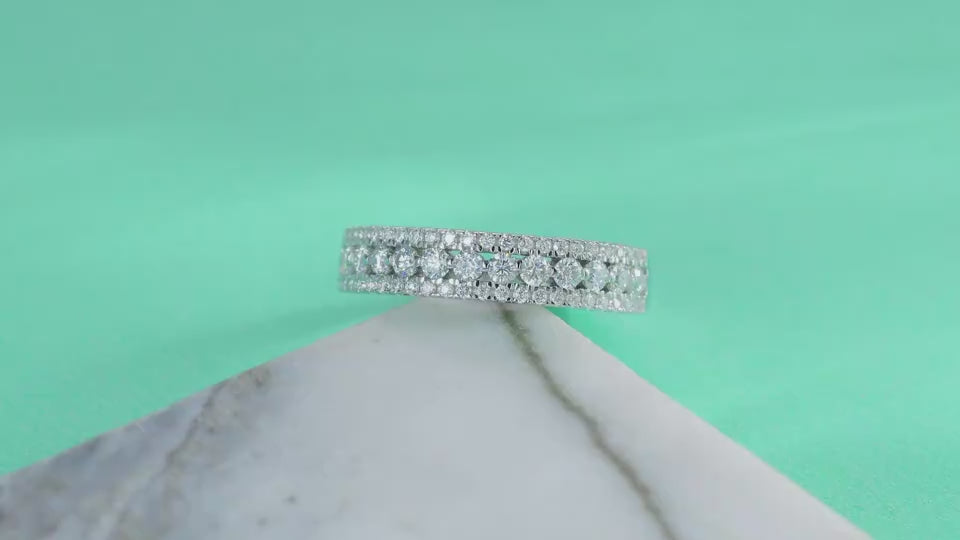 1Luxury Fashion Multi-row Diamond Ring With Moissanite Silver Ring Prohibit Tk Sales